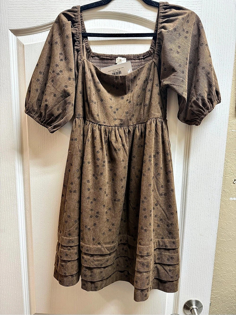Sew &Thread- Country Mini Dress Brown Floral Mini Dress Size Small NWT